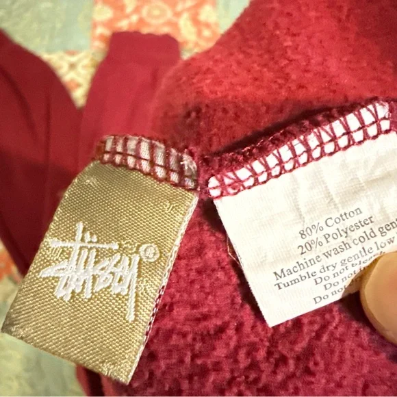 Stussy Men's Burgundy-Red World Tour Joggers Cotton - Picture 8 of 11